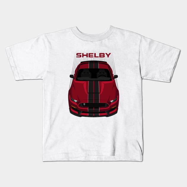 Ford Mustang Shelby GT350 2015 - 2020 - Rapid Red - Black Stripes Kids T-Shirt by V8social